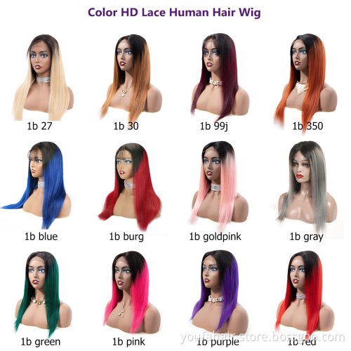 12A Brazilian Virgin Human Hair Colored Ombre 1B 27 Blonde 4x4 HD Lace Front Wig Pre Plucked Remy Transparent Lace Closure Wigs